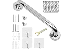BWISUP 13inch 33CM Anti Slip Shower Grab Bar Handle, Chrome Stainless Steel Bathroom Grab Bar, Knurled Bathroom Balance Bar,Safety Hand Rail Support,Handicap Elderly Senior Assist Bath Handle
