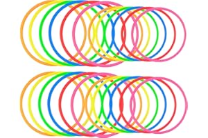 AIDERLOT 24PCS Plastic Toss Rings Toys, Throwing Rings Toss Hoops for Kids, Ring Toss Game Carnival Rings Toss for Indoor Outdoor Sport Games, Party Favor Games (5.8/6.9/7.7/8.6 inch)