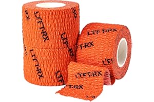 LYFT-RX LYFTRX Ruban d'Haltérophilie pour Hook Grip, Doigts Thumb Finger, Bande Athlétique Élastique, Adhésif Supérieure, Bande de Pouce, Tape Cross Fitness, Weight Lift, Olympic Lifting, Gym, 3 Roll, Orange