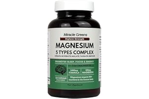 MACRO GREENS 5 in 1 Magnesium Complex – Citrate, Glycinate, Malate, Taurate & Orotate – 1400mg of Magnesium providing 325mg Elemental Magnesium – For Sleep, Energy, Muscles and Stress – 120 Capsules Made in The UK