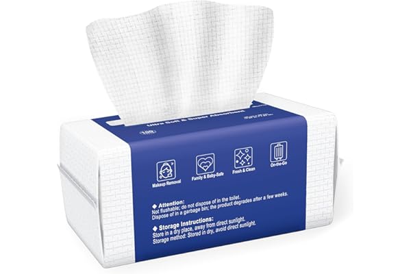 Ourmed Life Serviettes Visage Biologiques Jetables - Lingettes Démaquillantes et Nettoyantes pour le Démaquillage Visage, Soins de la Peau, Pluis-free et Idéales pour Peaux Sensibles (100 unité)