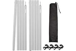 LYGZTing, Palo di Tela 80-190cm Zestaw da 2 pezzi Asta in Tela pieghevole in lega Palo Della tenda campeggio rimovibile Asta per tendalino Accessori da campeggio alaperto