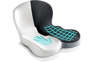 BLARO'S ORIGINAL Cojin Coxis - Asiento de Espuma Viscoelastica con Memoria - Especial Ciatica - Cojin Ortopedico Antiescaras - Eficaz Para Dolor de Espalda y Pelvis - Funda Lavable - Silla de Ruedas, Gaming
