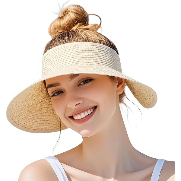 Cappello di paglia estivo da donna, pieghevole, protezione
