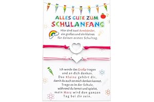 Aonveki 2 Pcs Schulkind Armband Mädchen Geschenke zur Einschulung, Armband Schulkind Mama Armbänder Einschulung Geschenk Karte Erster Schultag Schultüte Füllung Schulanfang Decorations