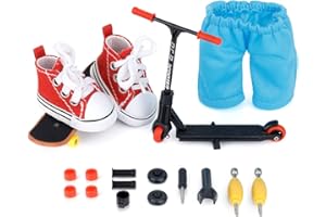 KETIEE Métal Finger Scooter Set,12 Pièces Mini Finger Skateboard Finger Trottinette Doigt Chaussures Pantalon et Accessoires de Scooter de Doigt,Mini Skate Doigt Jouets Cadeau pour Enfants