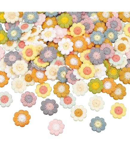 40 Stück Gänseblümchen Aufbügler – Verschiedene Größen (1,2–4 Cm) Für Kleidung & Deko (Polyester)