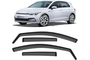 GEARMONSTER Déflecteurs d'air noirs compatibles avec Volkswagen Golf VII, Golf VIII, 5 portes et Variant 2012-2023, protection de pluie, déflecteurs de fenêtre de voiture, 4 pièces