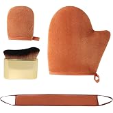 4 Pack Self Tanning Applicator, Brown Self Tanning Glove &amp; Mini Tanning Glove, Gold Tanning Brush for Face, Back Applicator f