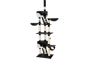 TecTake Árbol para Gatos rascador 240-260cm hasta el Techo (Negro-Blanco | no. 401638)