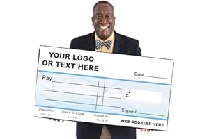 CHICBANNERS Blank Cheque Paper Presentation Charity Large 1m Wide x 50cm deep Cheque Check for Photoshoots Gloss Laminated use with Write and Wipe Pen W1
