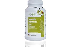 ‎HERBBIO ABDIN HERBBIO NATURAL MEDICAL MANUFACTURING HerbBio Frankincense Capsules High Dose: 450 mg Indian Boswellia Serrata with 76% Boswellic Acid in Each Frankincense Capsule, Supply for 2 Months, No Additives, Made in Germany