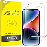 JETech Screen Protector for iPhone 14, Pack of 3 | HD Clear, Compatible with Face ID, Anti-scratch Tempered Glass