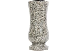 KOKA Vase funéraire en granit Bohème Gris cimetière Bijoux funéraires Vase de fleurs Pierre naturelle