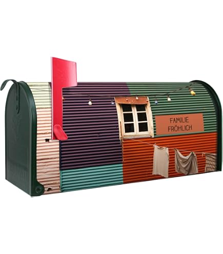 Produktbild von Banjado Amerikanischer Briefkasten Grün 48x22x16cm US Mailbox Letterbox Postkasten Stahl Pulverbeschichtet Motiv Jahresringe