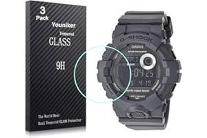 Youniker 3 Pack Compatible with Casio GBD800 Screen Protector Tempered Glass for G Shock GBA800 Watch Screen Protector Foils Glass Anti-Scratch