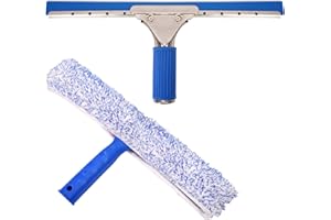 TRIXES Window Cleaning Kit - seccatoio e Microfibra Window Cleaner - Car Kit di Pulizia - 2-in-1 Combi Non Consecutive Vetro Scrubber e Gomma Wiper - Bagno e Accessori da Cucina per la casa