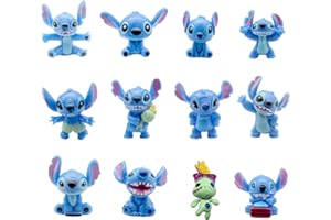 BJPERFMS Stitch Décoration de Gâteau, 12 Pièces Stitch Cake Topper, Figurine Stitch, Stitch Figurine, Stitch Gâteau Topper, Stitch Mini Figurines Set, Décoration de Fête d'anniversaire pour Enfants