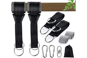 Mocraft Swing, Black Polyester Fiber Tree Swing Holds 500 kg, Stainless Steel D-ring, Carabiner, Swivel Suspension, Easy Installation, Tree Protection, Swing Accessories Kit