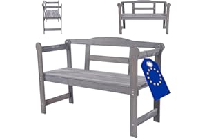 ‎MODO24 MODO24 Gartenbank aus Holz, Parkbank, Gartenmöbel, Sitzbank, Bank Friesenbank, Holzbank, 2-Sitzer, In- & Outdoor, Wetterfest, UV-beständig, FSC-Holz, Abmessungen 46x118x78 cm, Farbe: Grau imprägniert