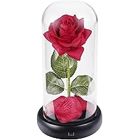 Schönheit und das Biest Rose Kit, Rose und LED-Licht in Glaskuppel auf Holzsockel für Hauptdekor-Geburtstags-Hochzeits…