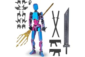 PKKP T13 Action Figure Bereits Montiert, 3D-Druck Von Beweglichen Figuren, Titan 13 Actionfigur mit 6 Waffen 6 Paar Hände, Lucky 13 Roboter-Actionfigur, Action Figures Desktop-Dekorationen (Laserlila)