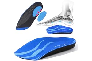 HOMENATUR Semelles Orthopédiques - Fasciite Plantaire Pieds Plats et Creux – Demi Semelles Chaussures Homme et Femme – Talonnette Gel Support Arc 3,2 cm – Confort Coussinets Foot Silicone (M 38-42)