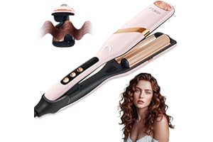 FTJKGH Welleneisen für Haare, Lockenstab Große Locken Geeignet für Anfänger 32mm Wellen Lockenstab 30s Schnelles Aufheizen mit 5 Temperaturen LED-Anzeige Anti-Verbrühung Doppel Lockenstab