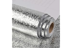 VEELIKE Naklejka olejoodporna folia aluminiowa wodoodporna tapeta do kuchni backsplash blat zlew szafka pokrycie blatu roboczego samoprzylepny papier kontaktowy folia winylowa łatwa do czyszczenia