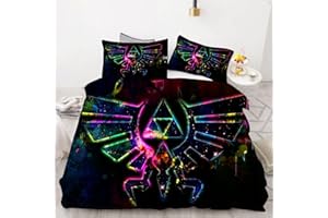 Bfrdollf Zelda Bettwäsche 135x200 Zelda Spiel Cartoon Game Bettbezug Set Weiche 3D Druck Mikrofaser Geeignet Für Jungen Mädchen Kinder (11,Single 135 X 200 cm)