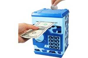Saodom Mini Atm Piggy Bank Best Gift for kids,Money Counter Electronic Code Piggy Bank Safe Box Coin Bank for Boys Girls Password Lock Case