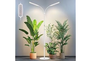 Kullsinss Floor Grow Lights for Indoor Plants, 114 LEDs Full Specturm Plant Lighs for Indoor Growing with 4/8/12/16H Timer, 3 Color Modes, 5 Brightness, Height Adjustable Standing Plant Lamp, 2 Heads