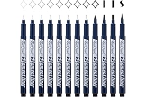 Hmeuest Fineliners, 12 Fine Liner Pens Black, Art Supplies Drawing Pens, Micron Pens Black Fineliner Pens Art Pens for Handwriting, Calligraphy, Sketching, Design, Drawing, Illustrations