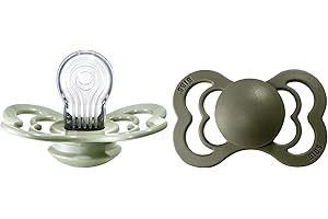 BIBS Supreme Soother 2-Pack, BPA Free Dummy Pacifier, Symmetrical Nipple. Silicone, Size 2 (6-18 Months), Sage/Hunter Green