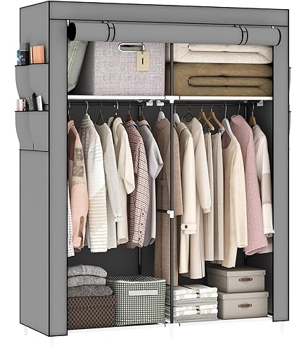 Temopow Upgrade Portable Canvas Wardrobe 2methods ranging rail &4