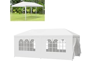 ANSIMIDA Gazebos 3x4m with 4 Sides, Commercial Canopy, UV Protection Roof, Waterproof and UV Protection, Outdoor Gazebo Tent for Parties & Patio - White