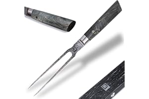 ‎ZAYIKO zayiko Professional Series Damast Fleischgabel 18 cm Klinge aus 67 Lagen I Fleischgabel, Tranchiergabel, Serviergabel und Grillgabel aus echtem japanischen Damaststahl mit Ahornholzgriff und Holzbox