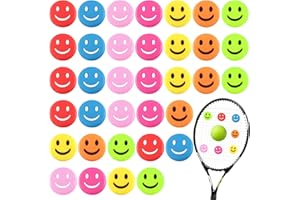 Thapncow 16 Piezas Antivibrador Raqueta Tenis, Damp Antivibrador de Tenis, Amortiguador Raqueta Tenis Silicona, Amortiguador de Tenis con Cara Sonriente, para Todos Modelos Raqueta Tenis