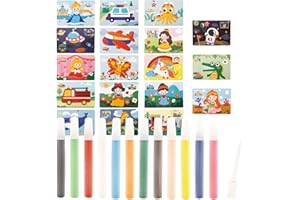 Nurila Sandbilder Kinder, Sandbilder Kinder ab 8, Sandmalerei, 12 Farbsande Sandbild, 18 Sandbild Malkarten und ein Bürste, Sand Painting für Geeignet für die DIY-Malerei Gemäldekreation von Kindern