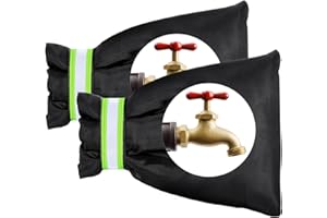 MACHINE-YA Outside Tap Covers for Winter, 2Pcs Large Outdoor Tap Cover Insulated Protector with Reflective Strip, Waterproof & Thickened Thermal Tap Jacket Protects Your Tap from Freezing Bursting - Black