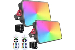 Projecteur LED Couleur 50W, Indmird Lot de 2 Projecteurs Led RGB Exterieur IP66 étanche projecteur Led RVB 16 Couleurs 4 Modes Spot led couleur avec Télécommande pour Jardin, Terrasse, Noël, Fêtes