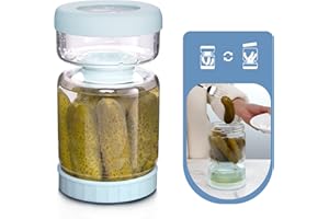Luvan 1000ml Barattolo per Sottaceti in Vetro con Filtro, Contenitore per Sottaceti, Barattolo per Sottaceti e Olive a Forma di Clessidra, Grande Barattolo Separatore di Succo di Sottaceti