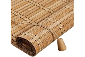 ROLLER BLIND Roleta bambusowa w stylu retro, 50–140 cm szerokości, bambusowa roleta rzymska, naturalne drewniane rolety, ochrona przed słońcem, roleta z mechanizmem bocznym, do drzwi i okien, 70 x 110 cm
