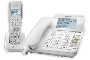 Geemarc Amplidect 595 Combi - Loud Corded and Cordless Phone Set with Answering Machine, Big Buttons and SOS Function for Elderly - Medium to Severe Hearing Loss - Hearing Aid Compatible - UK version