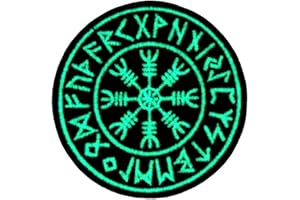 EMBTAO Toppa ricamata con stemma del Morale, per protezione del terrore vichingo di Awe, protezione del terrore vichingo, runa norrena, con stemma ricamato