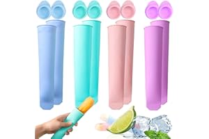 KEELYY Eisformen Silikon 6 Stück eis am stiel Silikonform Eistüten Wassereis mit Deckel, Popsicle Eisform für Wassereis, ICMJ-6P