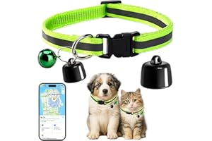 DAMIGHT Cat Tracker Collar, Real Time GPS Cat Tracker, Dog Tracker, No Monthly Fee, Compatible with iOS/Android, Adjustable Mini GPS Pet Tracker Device for Small Cats Dogs (Green)