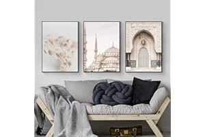 JNAOZI Impression sur toile de calligraphie arabe, posters islamiques, images d'église islamiques en or, citations islamiques,sans cadre (styles 2,20 x 30 cm*3)