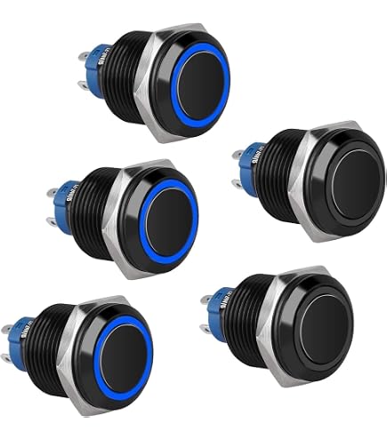 Interrupteur Bouton-poussoir étanche 12 Mm – 12-24V, 2A – Auto-verrouillant Avec Voyant LED – IP66 – Pour Bateau, Voiture, Camion