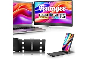 Teamgee Moniteur Portable- Deuxième écran 14'' Full HD pour Ordinateur Portable - Extension d'écran pour Ordinateur Portable 13.3''-17'' Mac Windows Chrome - USB-C & HDMI